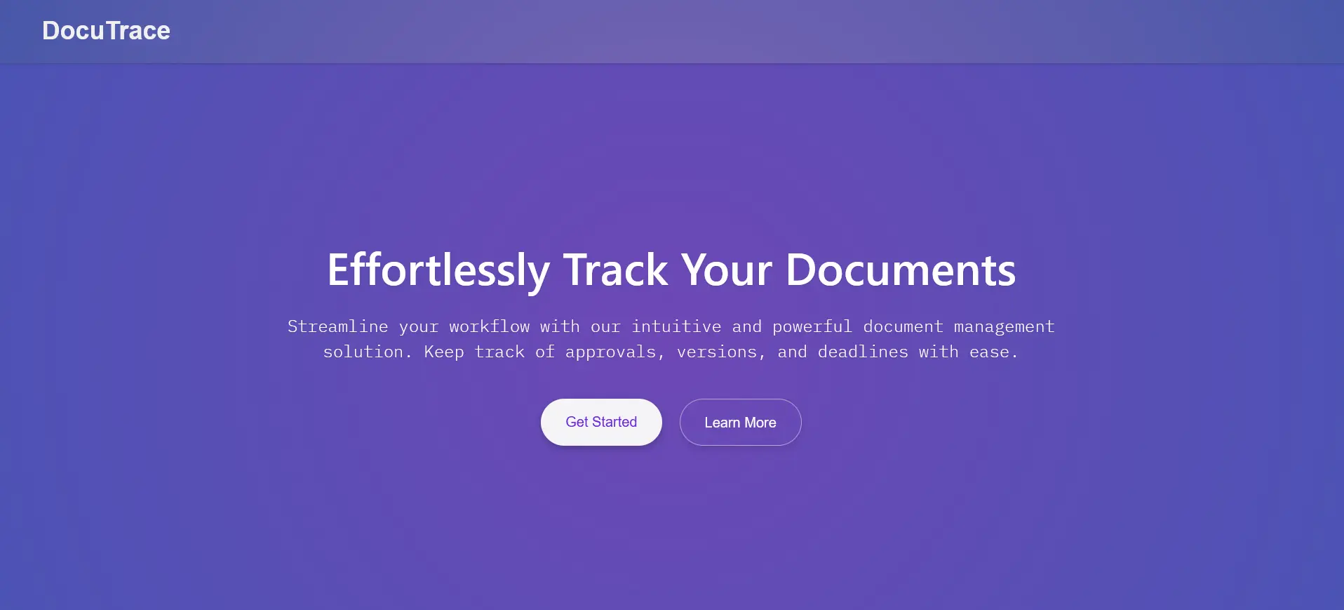 DocuTrace landing page